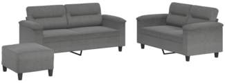 vidaXL 3-tlg. Sofagarnitur mit Kissen Dunkelgrau Mikrofasergewebe 3202322