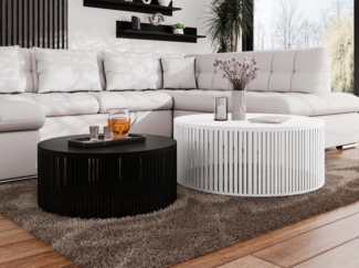 Couchtisch Jervag, Gestell aus Stahl (Farbe: Schwarz + Schwarz Molet / Weiß + Arktisches Weiß)