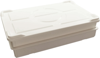 2 Teig- und Pizzaballenbehälter 60x40 x7,5 cm in Weiß Inkl. 1 Deckel