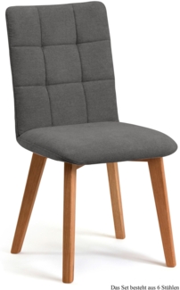 Esszimmerstuhl (6er-Set) Dareen 47 x 91 x 60 Eiche geölt/Grau