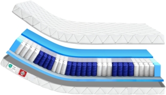 Taschenfederkernmatratze Köln 200x200cm,, Härtegrad H5 mit 7 Komfortzonen