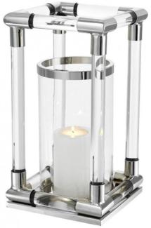 Casa Padrino Luxus Windlicht / Kerzenleuchter Nickel Finish 24 x H. 45 cm - Limited Edition