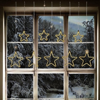 FHS LED-Lichtervorhang 35079 LED Lichtervorhang 4 Kleine 5 große Sterne