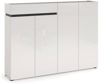 Dmora Speranza Schuhregal, Schuhschrank, Mehrzweck-Garderobe für den Eingangsbereich, Schuhschrank, Made in Italy, 160 x 34 x 115 cm, Weiß und Anthrazit glänzend