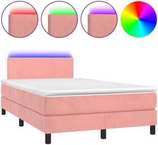 vidaXL Boxspringbett mit Matratze & LED Rosa 120x190 cm Samt 3270146