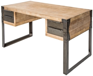 riess-ambiente Schreibtisch FACTORY 135cm natur / dunkelgrau, Arbeitszimmer · Massivholz · Schublade · Industrial · Home Office