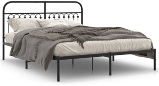 vidaXL Bettgestell mit Kopfteil Metall Schwarz 150x200 cm 376602