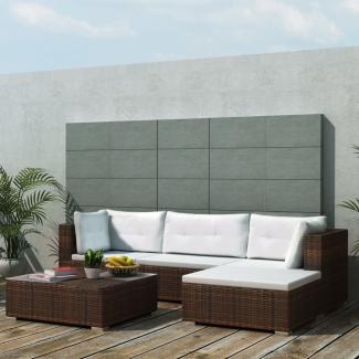 vidaXL 5-tlg. Garten-Lounge-Set mit Kissen Poly Rattan Braun 42739