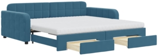 vidaXL Tagesbett Ausziehbar mit Schubladen Blau 100x200 cm Samt 3197007