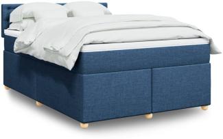 vidaXL Boxspringbett mit Matratze Blau 140x200 cm Stoff 3289023