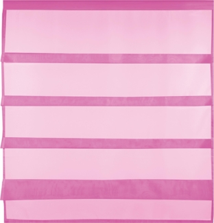 Transparente Bistrogardine Raffoptik mit Stangendurchzug in Voile, schlicht und modern in vielen verschiedenen Farben erhältlich (100x110 cm / pink - fuchsia)