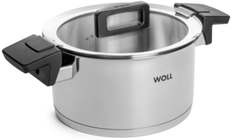 WOLL Kochtopf Concept Abgießdeckel 3‑Position Messskala Ø 20 cm 3,4 L Edelstahl 18/10 mit Alu-Kapselboden Alle Herdarten inkl. Induktion bis 200 °C Spülmaschinenfest