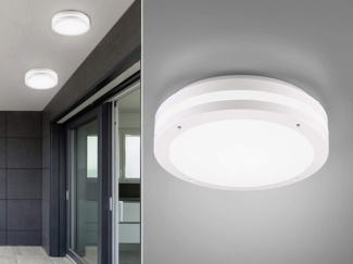 Runde LED Außendeckenleuchte Wandlampe 2er Set in Weiß matt