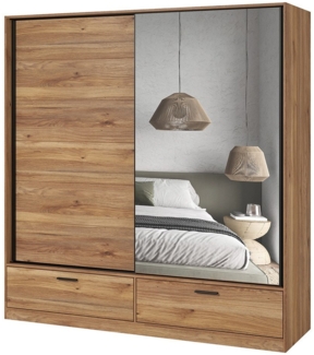 Lomadox Schwebetürenschrank BIRMINGHAM-83 180 cm breit, Eiche mit schwarz