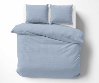 Mako Interlock Jersey Bettwäsche Pepita blau / weiß Garnitur 135x200 + 80x80