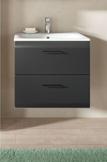 welltime Waschbeckenunterschrank (2-St) Florenz, Waschtisch inkl. Waschbecken, Nox Oak, 2 Schubladen