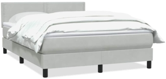 vidaXL Boxspringbett mit Matratze Hellgrau 140x220 cm Samt 3316161