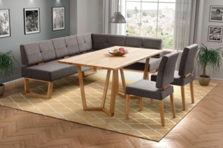 Home affaire Eckbankgruppe Ponza Eckbank Küchenbank BESTSELLER, (Set, 4-tlg), Sitzgruppe Esszimmer Stühle Tisch und Bank bequem gepolstert