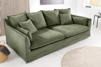 riess-ambiente 3-Sitzer HEAVEN 210cm grün · Hussensofa inkl. Kissen und abnehmbaren Bezug, Einzelartikel 1 Teile, Wohnzimmer-Couch · Cord-Bezug · Federkern-Polsterung · Landhausstil