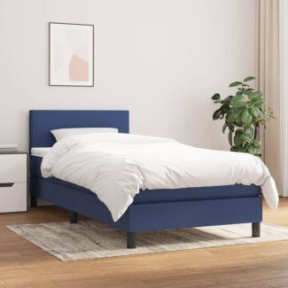 vidaXL Boxspringbett mit Matratze Blau 90x200 cm Stoff 3139871