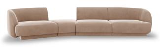 Micadoni Modulares Sofa Miley 4-Sitzer Links Samtstoff Cappuccino