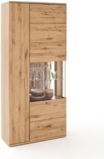 Wohnzimmerschrank Samir 6 Asteiche Bianco teilmassiv 90x208x37 cm LED ohne Beleuchtung