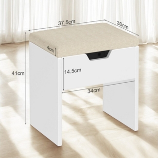 HOMALL Hocker Schminkhocker mit Stauraum, Kosmetikhocker (Mit Aufbewahrungsschrank, Kissen 4cm dick, weich und bequem, multifunktional)