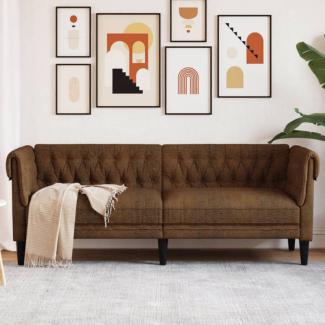 Chesterfield-Sofa 3-Sitzer Braun Stoff (Farbe: Braun)