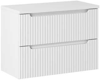 Lomadox Waschbeckenschrank NEWPORT-56-WHITE Waschtischunterschrank, 80cm breit, weiß mit gerillter Front