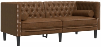 vidaXL Chesterfield-Sofa 2-Sitzer Braun Kunstleder in Wildleder-Optik 372692