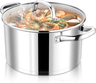 Joyfair 20cm 3-Lagiger Edelstahl Kochtopf mit Glasdeckel 3,3L Induktion