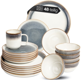 Moritz & Moritz Kombiservice TARENTO 48tlg Geschirr Set (48-tlg), 12 Personen, Steinzeug, Steinzeug Tafelservice