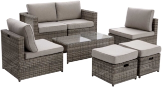 Lounge-Set Bologna, Rattan, Grau