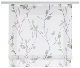 Joyswahl Raffrollo, mit Klettband, ohne bohren, mit Zweig und Blattmotiven Küche, Landhausstil