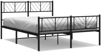 vidaXL Bettgestell mit Kopf- und Fußteil Metall Schwarz 135x190 cm 372196