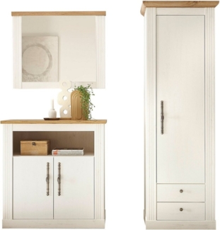 Home affaire Garderoben-Set WESTMINSTER TOPSELLER!, (3-St, Kommode, Spiegel, Garderobenschrank), im romantischen Landhausstil