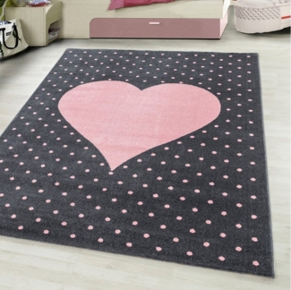 Ayyildiz Teppiche Kinderteppich Bambi 830, rechteckig, Höhe: 11 mm, auch in rund, Herz Motiv, Kurzflor