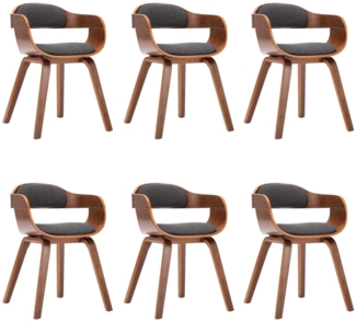 vidaXL Esszimmerstühle 6 Stk. Dunkelgrau Stoff und Bugholz 279478