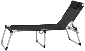 Siena Garden Sole Sonnenliege Aluminium silber mit Textilbezug schwarz 357891 Klappliege
