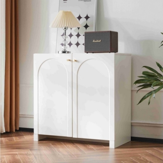 BlingBin Sideboard Kommode Spanplattenschränke (1 St, Zwei geschlossene Fächer, zwei Türen), Creme-Weiß, 80x40x80 cm