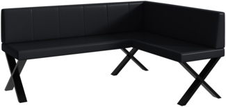 MEBLINI Eckbank für Esszimmer - Küchenbank - Essecke - Sitzecke Küche - PETER - X-Beine 128 x 168 x 87 cm Rechts - Schwarz Kunstleder