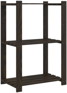 vidaXL Lagerregal mit 3 Böden Schwarz 60x38x90 cm Massivholz Kiefer 373409