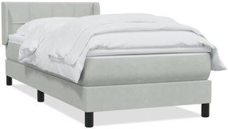 vidaXL Boxspringbett mit Matratze Hellgrau 90x220 cm Samt 3318141