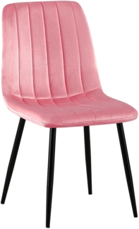 DELUKE® Stuhl LENZ Samt - 88 x 45 x 53 cm, pink, Metall Gestell Stühle Esszimmerstühle Stuhl Esszimmer Esstisch Stühle Küchenstuhl