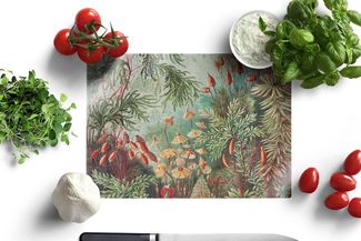 MuchoWow Schneidebrett Blumen - Kunst - Vintage - Natur - Botanisch, Glas, Schneidebrett Glas, Küchenbrett, Rutschfest, 28x20 cm