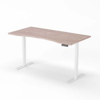 elektrisch höhenverstellbarer Schreibtisch CURVED 180 x 90 cm - Gestell Weiss, Platte Walnuss