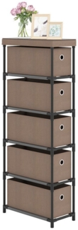 COSTWAY Kommode, Nischenschrank schmal mit 5 Stoffschubladen, 40 x 19 x 100 cm