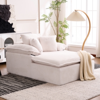 Rahmenloses Sofa weiß Kord, 177 x 122 x 92 cm, 1 Sitzer, kein Aufbau