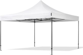 4x4 m Faltpavillon, PREMIUM Stahl 40mm, feuersicher, weiß