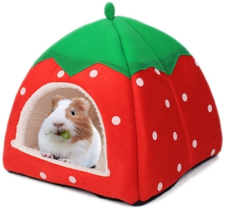 Ledander Tierhaus Meerschweinchenbett, gemütliches Winterhaus für Meerschweinchenzubehör, Meerschweinchenzubehör mit weichen Kissen, für Kaninchen, Kleintiere